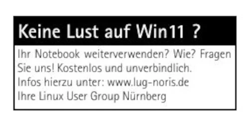 ein Bild mit Werbung für die Linux user Group Nürnberg