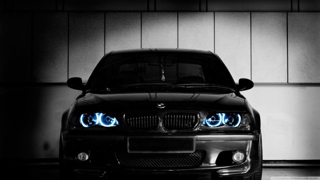 BMW, car, vehicle, black cars, BMW 3 Series, BMW E46, frontal view