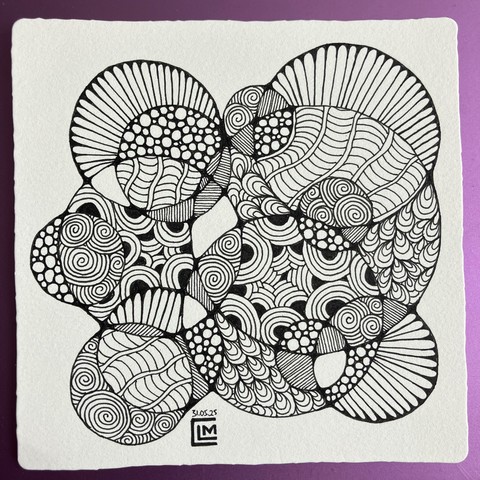 Black inked patterns before shading