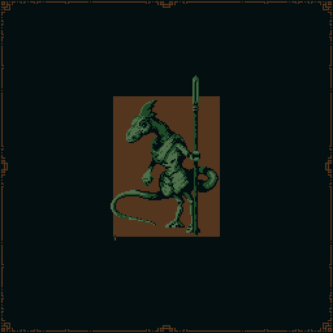 A kobold holding a spear and about to fall flat on it's face because it is drawn leaning forward without any support