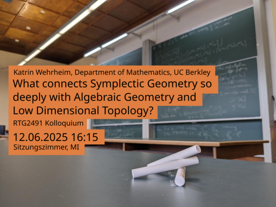 Im Hintergrund das historische Sitzungszimmer des Mathematischen Instituts darüber als Overlay der Text des Toots