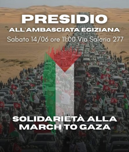 Presidio all'Ambasciata Egiziana - Solidarietà alla March To Gaza