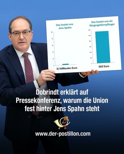 Dobrindt erklärt auf
Pressekonferenz, warum die Union
fest hinter Jens Spahn steht

 »
www.der-postillon.com
