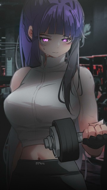 anime, anime girls, gym equipment, Fern (Sousou No Frieren), Sousou No Frieren, big boobs, hanging boobs