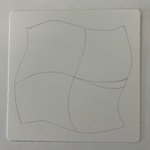 Blank tile apart from a pencil string