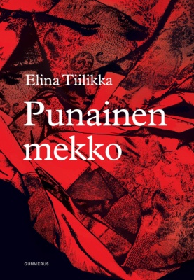 Punainen mekko -kirjan kannessa on melko abstraktia kangaskuviointia.