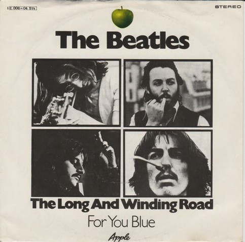 The front cover of The Beatles The Long and Winding Road For You Blue single