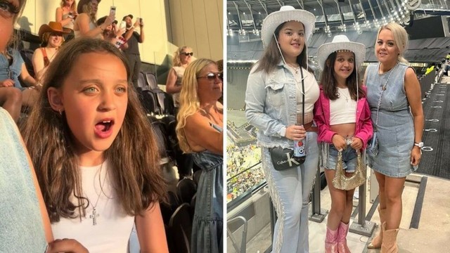 Amelia White's funny reaction to Beyoncé walking on stage at her concert.