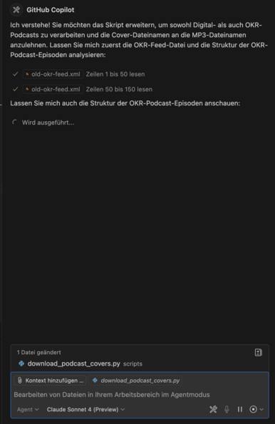 Ausschnitt aus Github Copilot