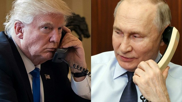 Donald Trump and Vladimir Putin in a phone call, March 18, 2025