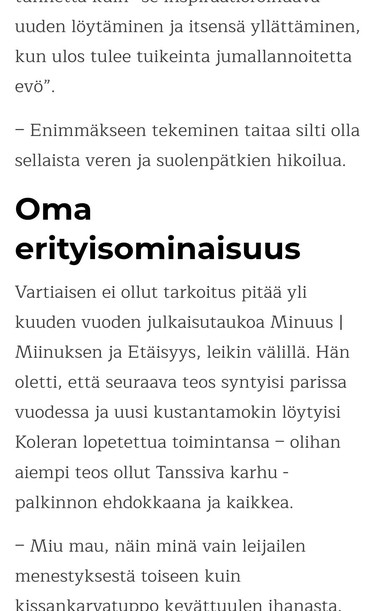 Kuvakaappaus tekstistä