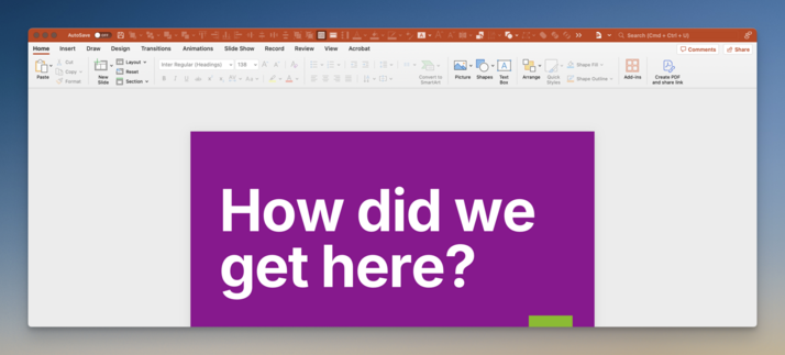 screenshot of a ppt slide with all the design tools in the red header