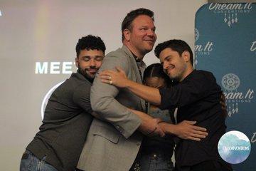 From left to right: Rafael Silva, Jim Parrack, Sierra McClain and Ronan Rubinstein in a group hug.