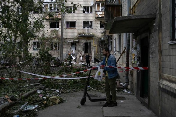 The aftermath of the Russian missile attack on a residential building in Kyiv, Ukraine, June 2025