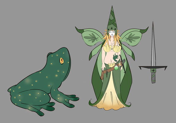 É uma fada e também uma OC original (personagem criada). Ela usa um chapéu longo de ponta fina e tem cabelos loiros. Seu rosto é coberto por uma maquiagem branca, e sua pele também é clara. Veste uma saia longa e um sutiã feito de flores. Na cintura, carrega um laço com uma bolsinha, alguns frascos e também uma faca de metal pendurada.

Ela tem um sapo como mascote, que costuma ficar grudado em sua barriga. Esse sapo pode se transformar em um sapo gigante. Ele é verde, com olhos em tons de amarelo e laranja, e sua pele é marcada por vários pontos brilhantes, como pequenas luzes