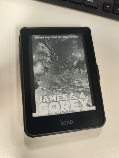 Book cover on my Kobo, 18% progress