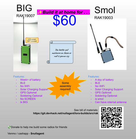 Build a LoRa radio at home for $60. You can make a big one, or a small one.

Full parts list is on git