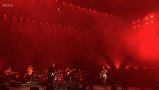 Robert Smith and Olivia Rodrigo on the Pyramid Stage