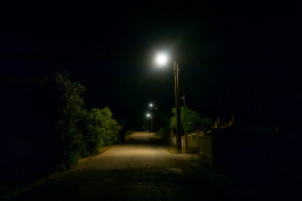our street in Ribatejo Portugal in the middle of the night