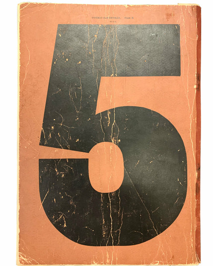 Numeral 5, set in 50-line Gothic Condensed on back cover of c.1890 Morgans &amp; Wilcox specimen catalog, held in Rare Book &amp; Manuscript Library, Columbia University.