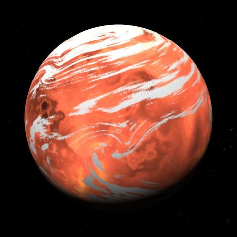 A computer-generated representation of the K2-243 c exoplanet.