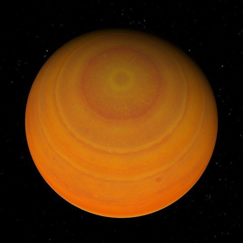 A computer-generated representation of the HD 75289 b exoplanet.