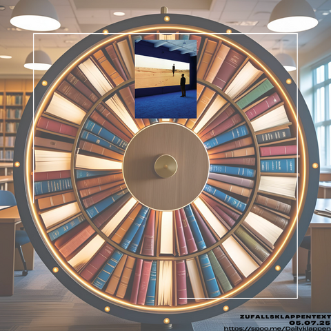 Hintergrund: Glücksrad bestehend aus Büchern
In der Mitte hängt das heutige Buch: Playtime von Isaac Julien
In dieser Folge wird ein Klappentext per Zufallslosung ausgewählt und dann bewerte ich dieses Buch anhand einer Wertung von 1-10.
Mehr zum Buch findest Du in der heutigen Folge:  https://spoo.me/DKF196Zufallsam