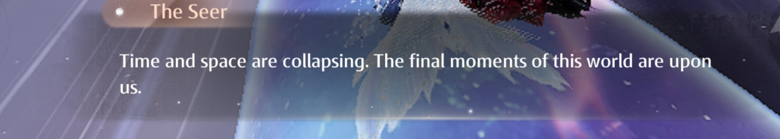Infinity Nikki dialogue box "time and spacs are collapsing. The final moments of this world are upon us."