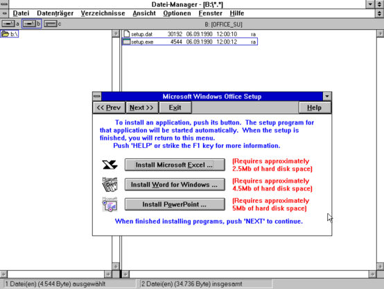 Microsoft Office Setup v1.00 for Windows 3.x