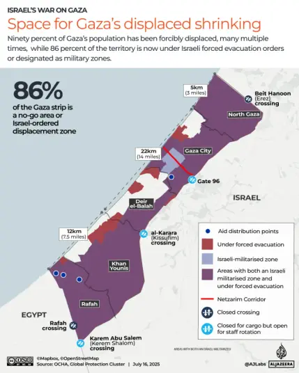 Map shows 86% of Gaza not accessible to Palestinians.
