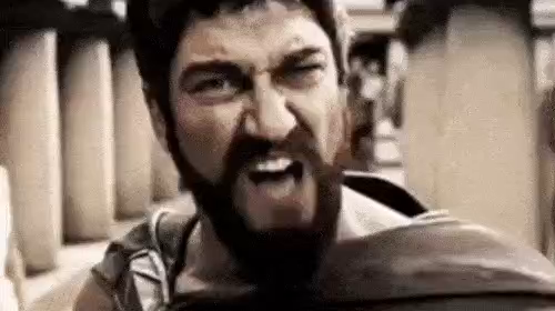 Famous scene from the movie 300 where the main character kicks somone into a deep pit. But I put the cute characters of my game over the guy and the pit is filled with hearts.