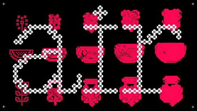 Word Air with a pixel font and red star, watermelon and blossom dingbats