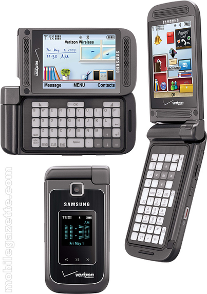 "samsung alias 2", a flip phone that flips open the normal way And in landscape for typing. the button pad consists of clear physical buttons with an epaper screen underneath to display the keys
