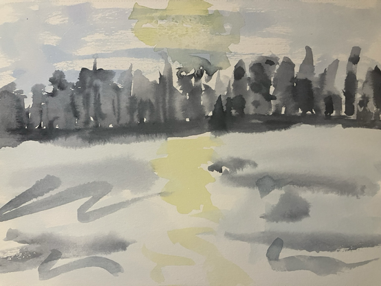 Aquarell Rhein