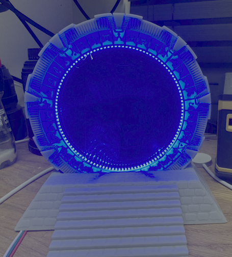 All the LEDs in Stargate blue as a test, looks like they all work.
