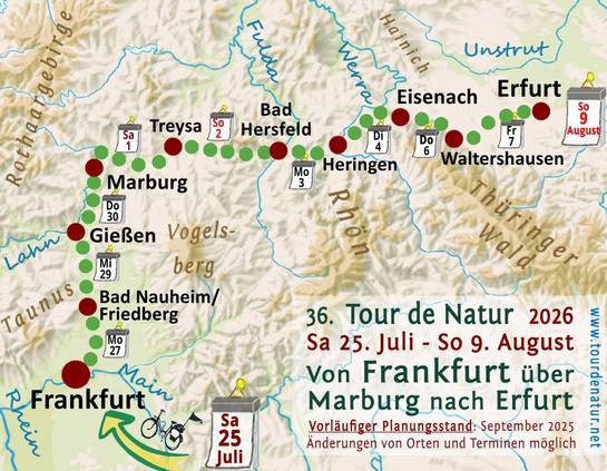 Vorläufiger Steckenplan der Tour de Natur