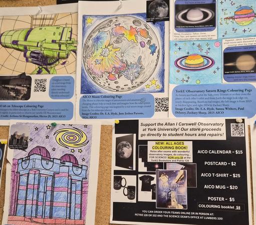Coloured pages by observatory volunteers, pages are from our new all ages booklet. funds raised support free tours and repairs!