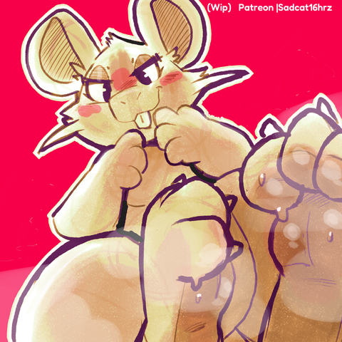 A low-angle drawing of a ratata showing off its musk feet