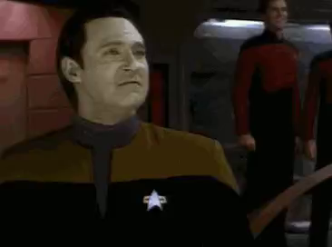 Star Trek TNG. Data fist pumping and yelling “Yes!!” GIF