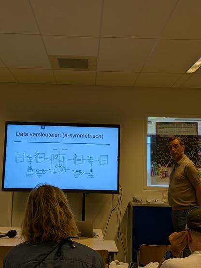 Harld Röling met zijn presenteerde over cryptografie.
