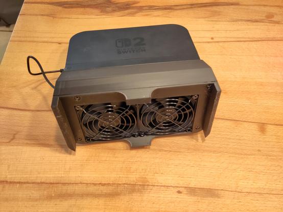 active cooling base for a Switch 2 Dock from the bottom, two fans are visible