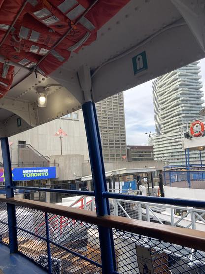 The view from a ferry leaving the dock in downtown Toronto.