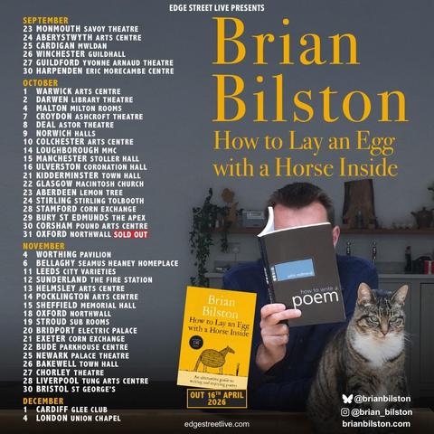 A pic advertising my list of shows for my autumn 2026 tour: Aberdeen; Aberystwyth; Bakewell; Bellaghy; Bridport; Bristol; Bude; Bury St Edmonds; Cardiff; Cardigan; Chorley; Colchester; Corsham; Coventry; Croydon; Darwen; Deal; Exeter; Glasgow; Guildford; Harpenden; Helmsley; Kidderminster; Leeds; Liverpool; London; Loughborough; Malton; Manchester; Monmouth; Newark; Norwich; Oxford; Pocklington; Sheffield; Stamford; Stirling; Stroud; Sunderland; Ulverston; Winchester; Worthing.