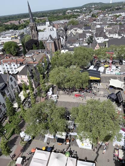 Moers von oben mit Blick auf den Kastellplatz.
