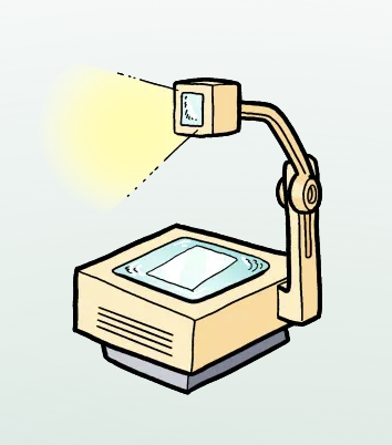 screenshot of the transparency projector icon.  it seems to show light coming out of the top part of the projector - the mirror part - rather than from the bottom part of the projector