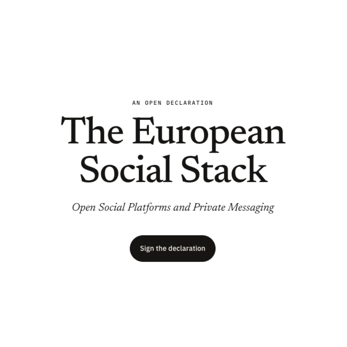 Just launched at Public Spaces in Amsterdam, The European Social Stack Open Declaration! 

A set of common principles agreed by complementary technology leaders 🫶 

Read the declaration, add your signature, and share: european.social 

#EUSocialStack #Europe