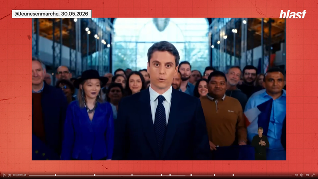 Capture d’écran de l’émission "Dissolution" sur Blast qui passe des extraits du clip du lancement de campagne de Gabriel Hashtag