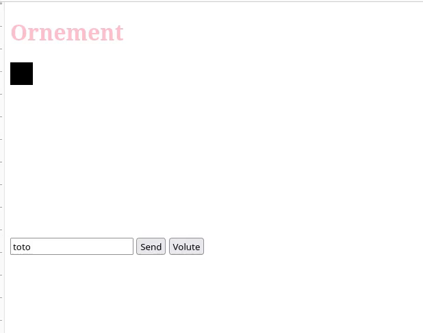 A screen capture of a web page with a "Volute" button that generates a blue squiggly line every time it's pressed