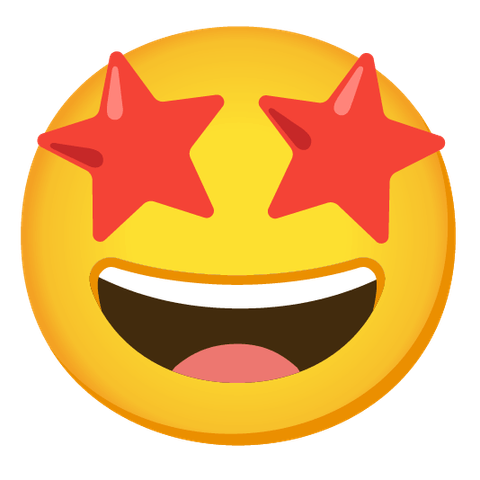 Emoji Kitchen sticker for 🤩 emoji and 😄 emoji