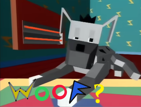 to respond to a set of photos of cats looking through glass doors with a square pattern making them look pixelated is the block dog from the very iconic 80s music video by dire straits the block dog saying woof?